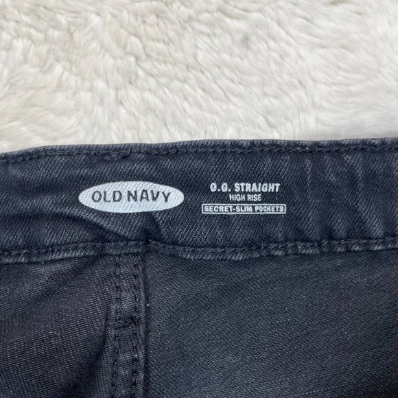 Old Navy Jeans 18 OG Straight Ripped Knee High-Rise Stretch Black Women's - Picture 13 of 14